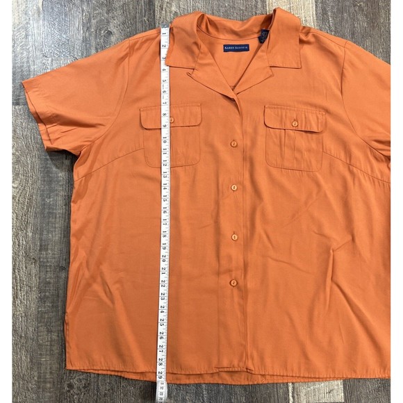 Karen Scott II Short Sleeve Button Down Orange Lightweight Blouse Size 2X - Picture 12 of 13